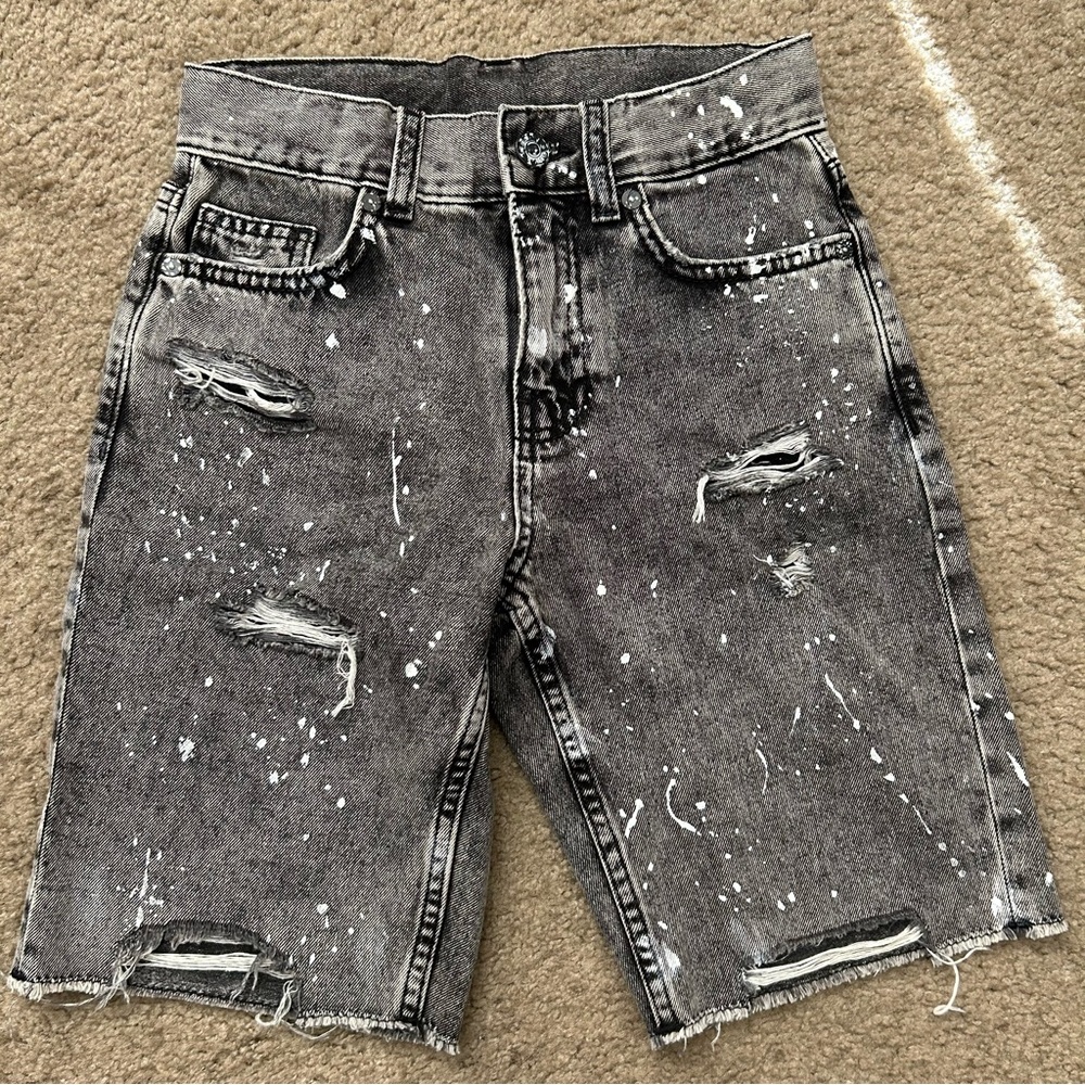 Zara boy Distressed Gray Denim Shorts